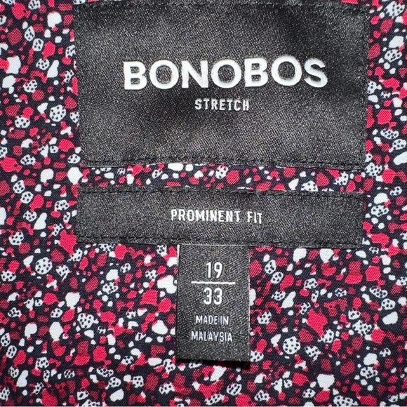 Bonobos Shirt Mens 19x33 Red Jetsetter Stretch Prominent Fit Preppy Office Y2K - Picture 2 of 12